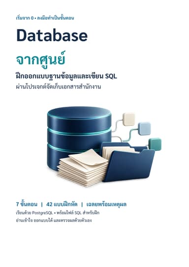 Database จากศูนย์ | ฝึกออกแบบฐานข้อมูลและเขียน SQL ผ่านโปรเจกต์จริง (E-book + ไฟล์ฝึก)